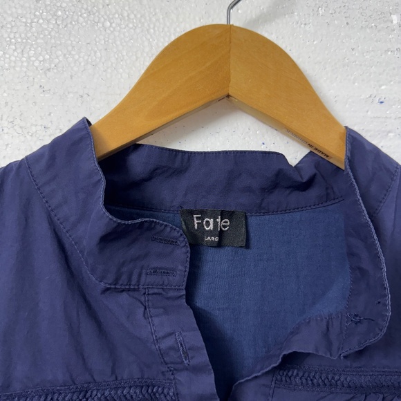 FATE Navy Puff Sleeve Ruffle Hem Mini Women Dress Large Cottagecore Fairy Casual - Picture 4 of 9